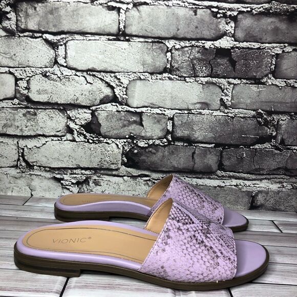 Vionic Demi Purple Leather Snake Embossed Orthopedic Sandals Women Sz 10M US/42 - Picture 7 of 16